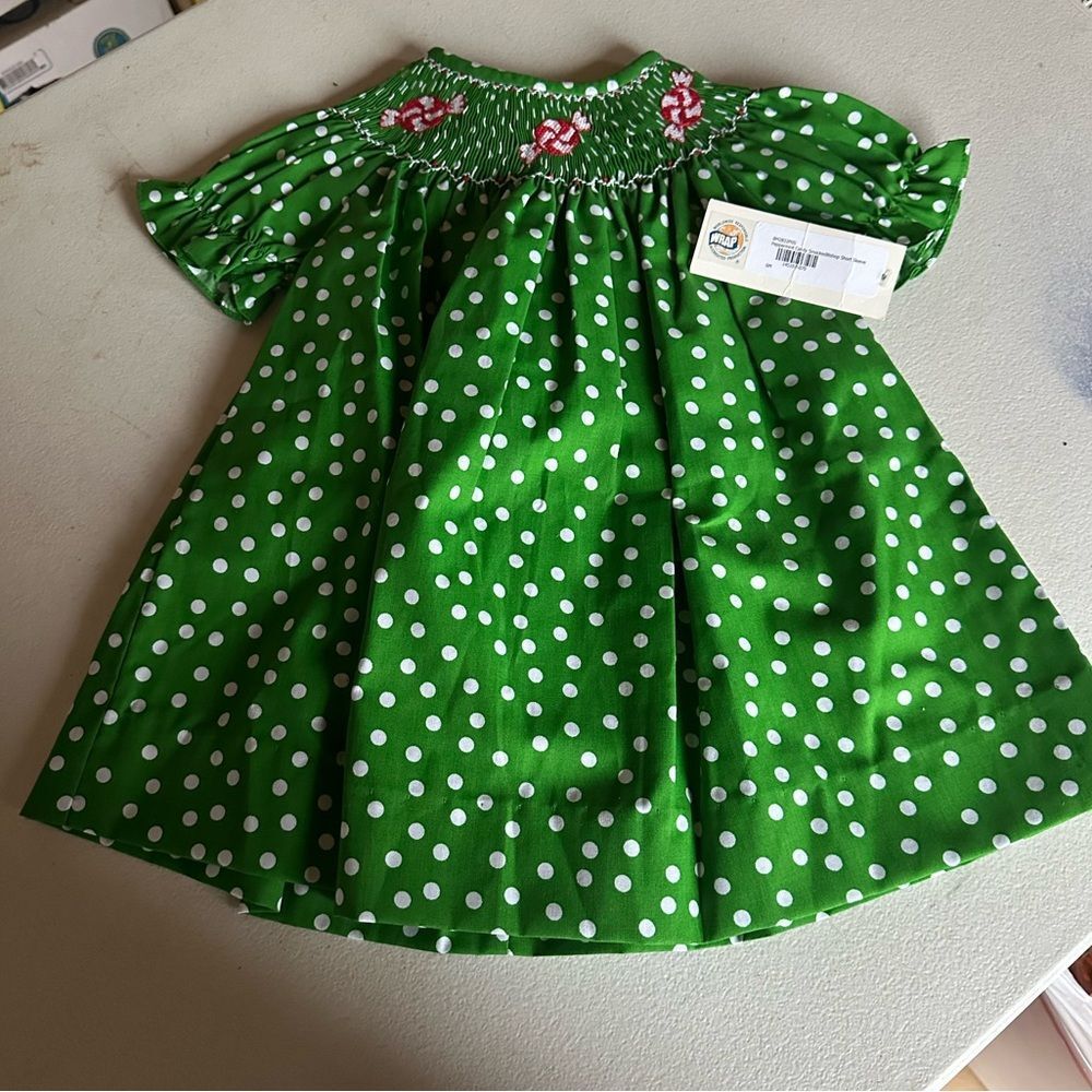 Green Polka Dot Kids Casual Dress